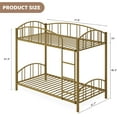 thumbnail image 2 of Metal Bunk Bed Twin Over Twin, Heavy Duty Bunkbeds Frame with Arched Guardrail and Safety Ladder, Sturdy Steel Bed , Space-Saving, No Box Spring Needed, Gold, 2 of 7