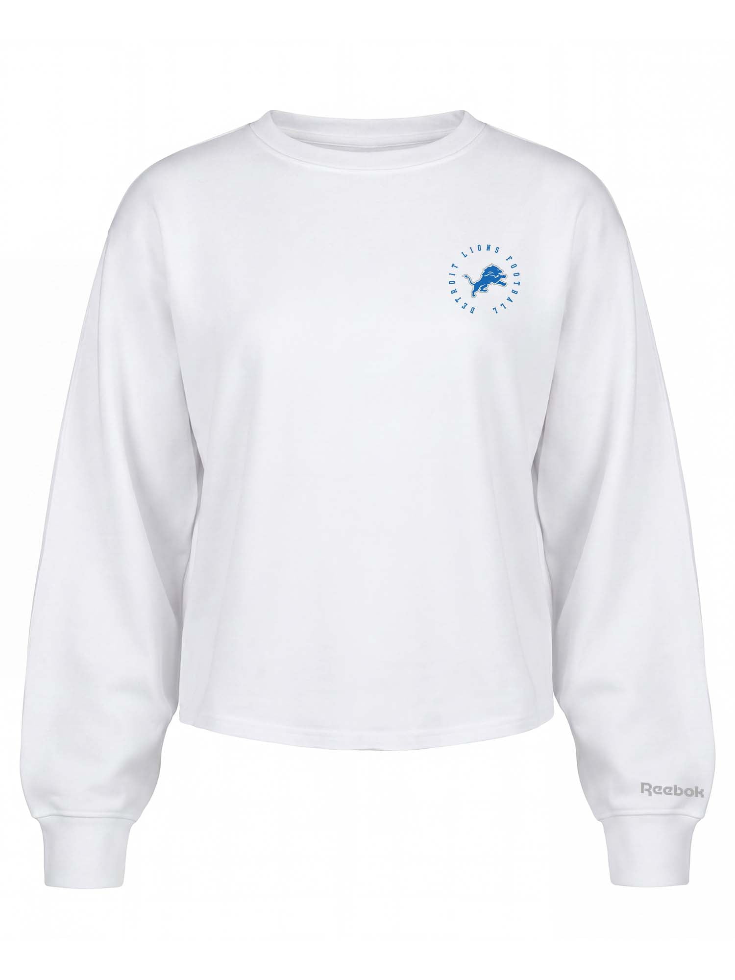Detroit Lions Reebok Womens White Heavyweight Cotton Long Sleeve Pullover