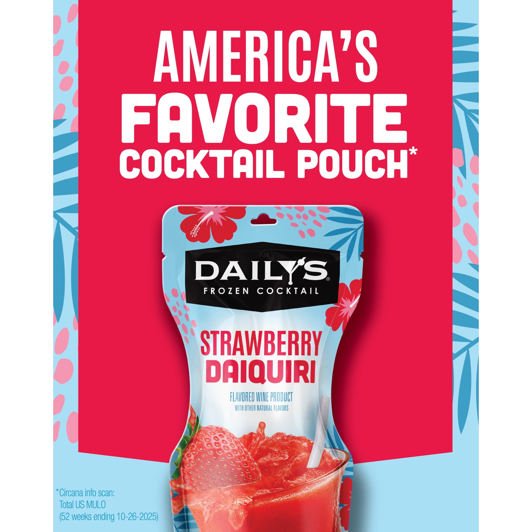 Daily's Strawberry Daiquiri Wine Based Cocktail, 10 oz Pouch, 5.0% ABV