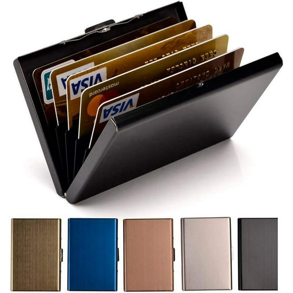 Minzimin RFID Credit Card Holder Metal Wallet Stainless Steel Credit Card Protector Case for Men or Women