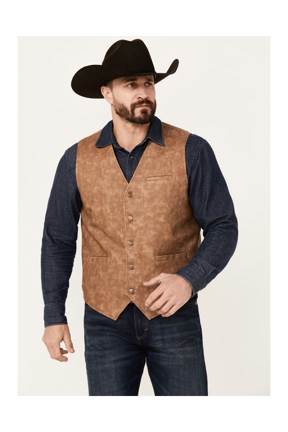 Men's Men'S Hoof Print Faux Leather Vest Tan X-