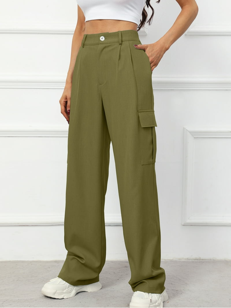 Chiclily Women's Wide Leg Pants High Waisted Cargo Pants