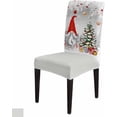thumbnail image 6 of Chair Covers for Dining Room Set of 6,Gnome Pine Tree Xmas Ball on Gray Stretch Seat Protector Removable Washable Chairs Slipcovers for Kitchen Banquet Wedding Hotel,Winter Fir Leaves Snowflake, 6 of 6