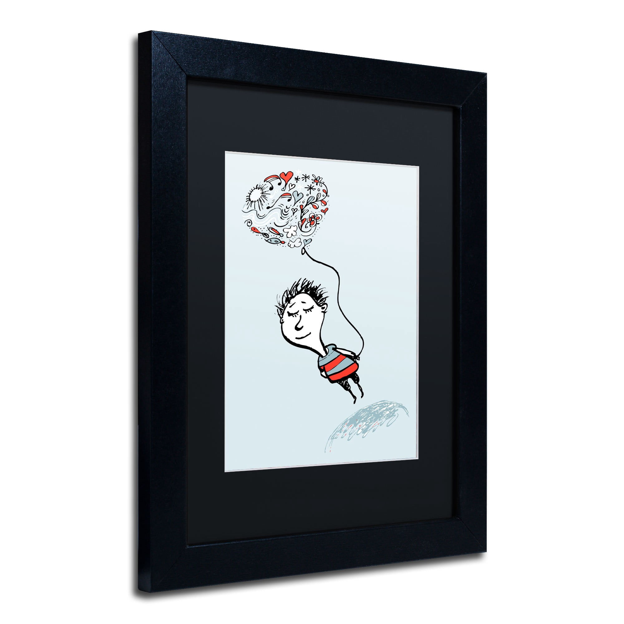Trademark Fine Art "Love Balloon" Canvas Art by Carla Martell, Black Matte, Black Frame