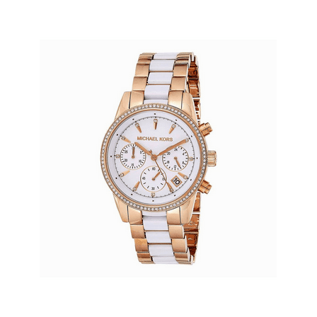Michael Kors Women's Ritz Rose And White Chronograph Watch MK6324