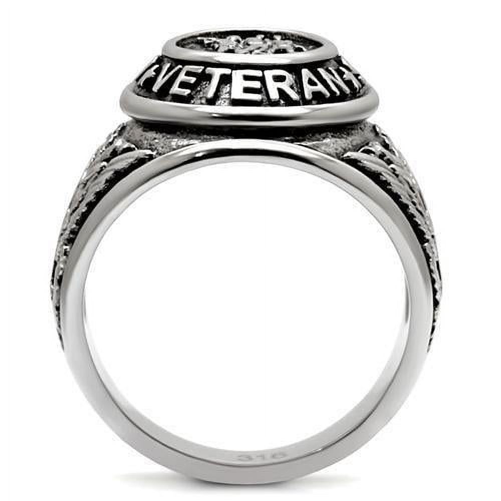 US Veterans Ring for Men and Women Unisex Stainless Steel Military Patriotic Ring in Silver
