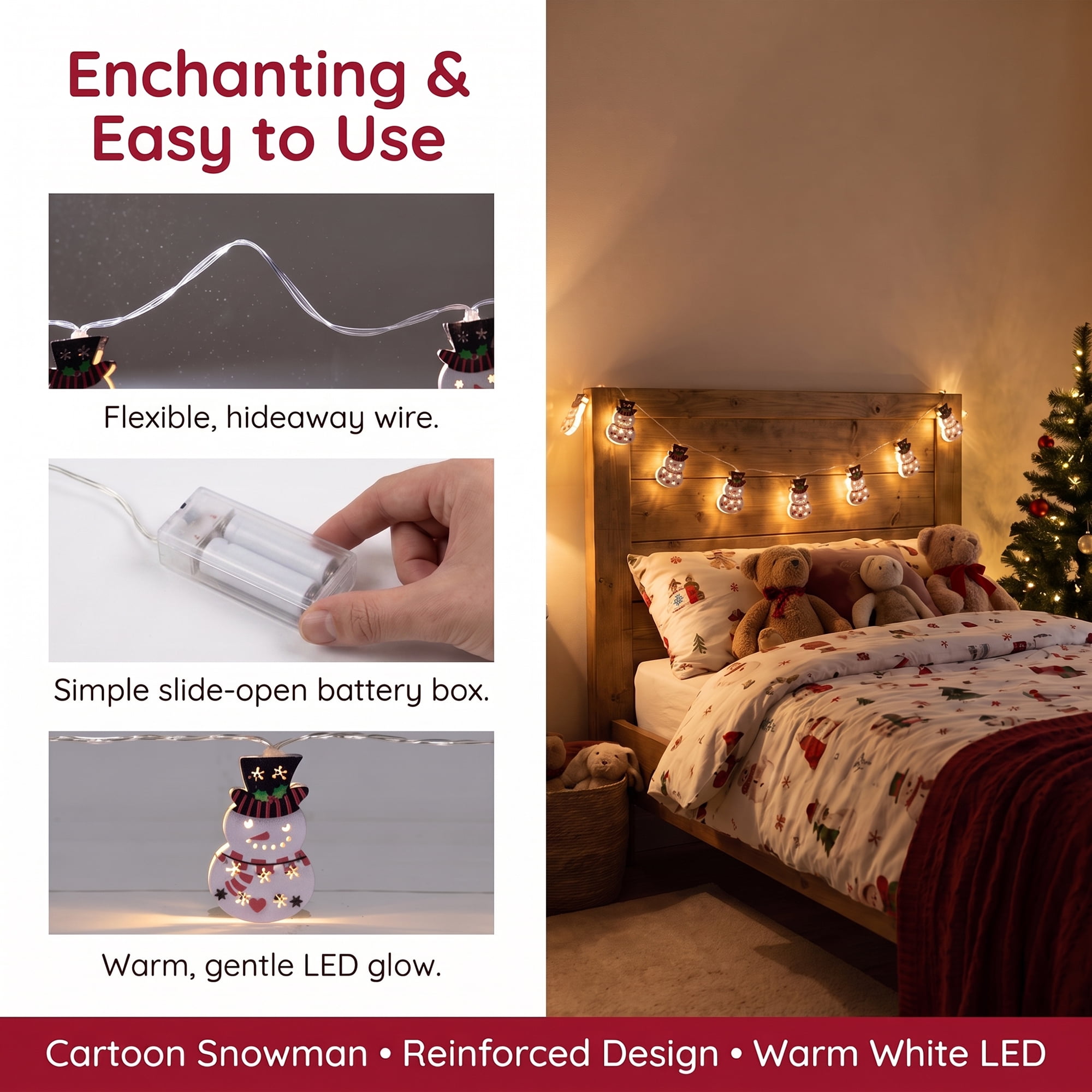Unique Bargains Figurine Indoor Holiday Fairy Lamps 4.9 ft Snowman Battery Operated