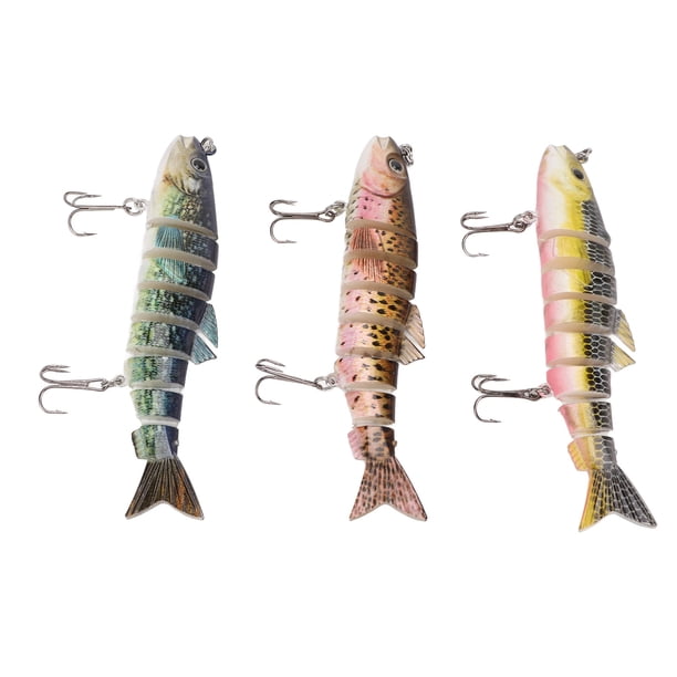 Cebo duro artificial, 3 piezas, 0,8 oz, 8 señuelos de pesca realistas, Swimbait articulado, muy recomendado