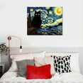 thumbnail image 4 of ONETECH CBFOPWHC Funny Black Cat Wall Art for Room Aesthetic, Famous Oil Paintings Abstract Wall Decor Canvas Prints, Modern Funky Gallery Decor for Living Room Bedroom Wall Frame 16\x12\, 4 of 4
