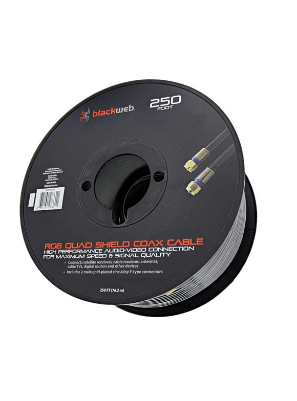 Blackweb Quad Shield High Performance Coaxial Cable - 250 ft