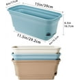 thumbnail image 2 of Maceta de plástico rectangular de 40 cm con riego automático, maceta decorativa moderna para todas las plantas, flores, hierbas, azul, juego de 2, 2 of 5