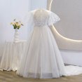 thumbnail image 5 of Fgnfyis Girls Dresses Elegant Lace Short Sleeve Formal Gown Girls Birthday Celebration Daily Summer Dresses for Girls Beige_002 11-12 Years, 5 of 9