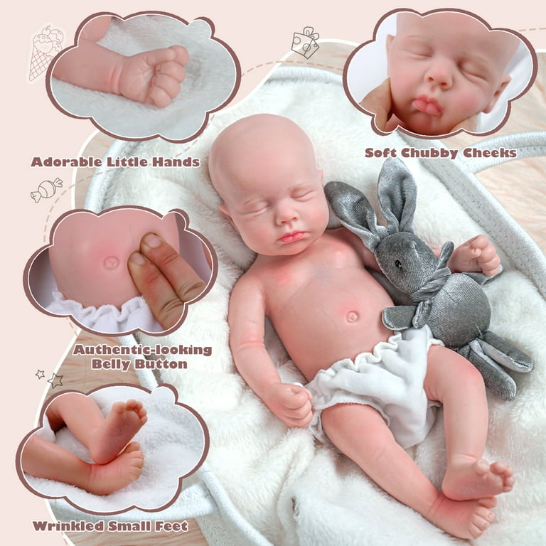 13.5 in Full Body Platinum Silicone Baby Reborn Doll Realistic Alien  Newborn Boy