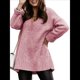 thumbnail image 3 of Suéter Holgado de Mujer, Cuello en V, Larga, Blusa Informal para Otoño e Invierno. Rosa M, 3 of 7