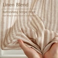 thumbnail image 3 of Curtainking Striped Kitchen Curtains Linen Rod Pocket Cafe Curtains Semi-Sheer Rustic Farmhouse Tier Curtains 26x36 inch 2 Panels Tan on Beige, 3 of 11