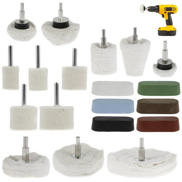 19Pcs Polishing Pads Set Soft Scratch Free Polishing Wheel Wear Resistant Reusable Buffing Wheel Column Mushroom Cone Shaped Polishing Tool for Plastic Metal Wood Glass Jewelry