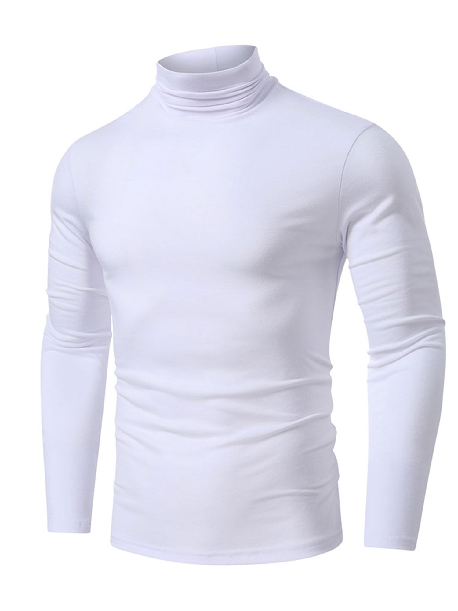 Biekopu Mens High Neck Polo Neck Tops Turtleneck Cotton Pull Over