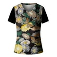 thumbnail image 4 of Herrnalise Women's Classic-Fit 100% Cotton Short-Sleeve T-Shirt Women Casual T-shirt Floral Printed V-Neck Short Sleeve Pullover Blouse Tops, 4 of 5