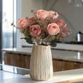 thumbnail image 4 of Peones Flores Artificiales Rosa de Seda Y Ramo de Peones 30cm para Decoración Del Hogar Boda Flor de Mano Guía de Carretera Pared, 4 of 6