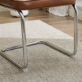 thumbnail image 5 of Dining Chairs Set of 2, PU Leather Upholstered Kitchen Chairs Dining Chairs, PAPROOS Rattan Dining Room Chairs Set with Cane Back & Stainless Steel Chrome Legs, for Kitchen Dining Room, Brown, 5 of 9