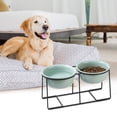 thumbnail image 7 of Raised Dog Food and Water Bowl with Non Slip Stand - Ceramic Pet Dishes for Medium to Big Dogs - 2 x 1600 ml, 7 of 7