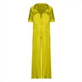 thumbnail image 3 of LOVZFMLL Mode Femmes Décontracté Col Uni Manches Courtes Chemise Combinaison Jaune G, 3 of 7