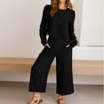 thumbnail image 1 of Traje De Pantalón Recortado Traje informal de 2 piezas para mujer, camisa de cintura alta, pantalones superiores, cuello redondo, atuendo diario Cgtredaw Negro S para Mujer, 1 of 6