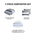 thumbnail image 6 of Regency Heights 7 Piece Stripe Comforter Set, California King Size Bed in a Bag Bedding Set for Dorm Room, Comforter Bed Set with Flat Sheet and Fitted Sheet, Blue Grey, 6 of 7