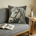 thumbnail image 4 of Dtchengua Embroidered Horse Pillow Cover - Luxurious Short Plush Throw Pillow Case, 18x18 Inch Decorative Accent for Sofa, Bed, or Chair, Cute Home Decor(2Pcs), 4 of 6