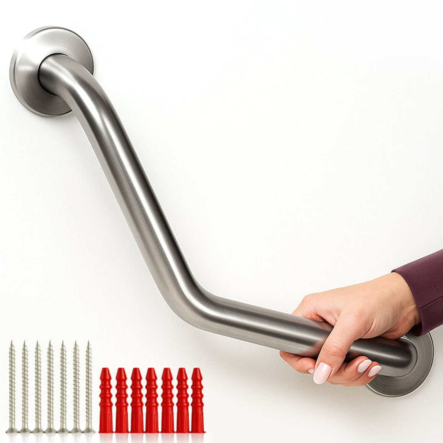 Vive Angled Shower Grab Bar - ADA Compliant 440lbs Support, 16in Grip Handle for Bathroom Safety - Tub, Toilet Rail for Seniors, Elderly, Handicap