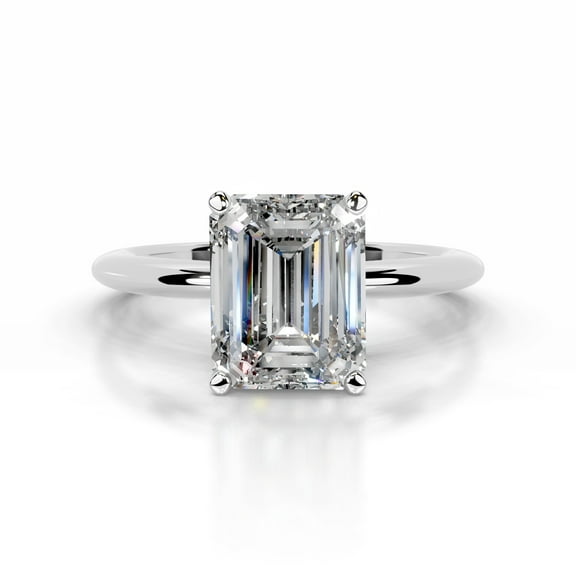 Blue Jewel Wedding Ring - Emerald Cut Excellent 2.5 Ct Diamond Ring For Women's - 14K White Gold Plated Ring for Her - Simple Stone Diamond Ring for Women's - Solitaire Diamond Ring for Women's