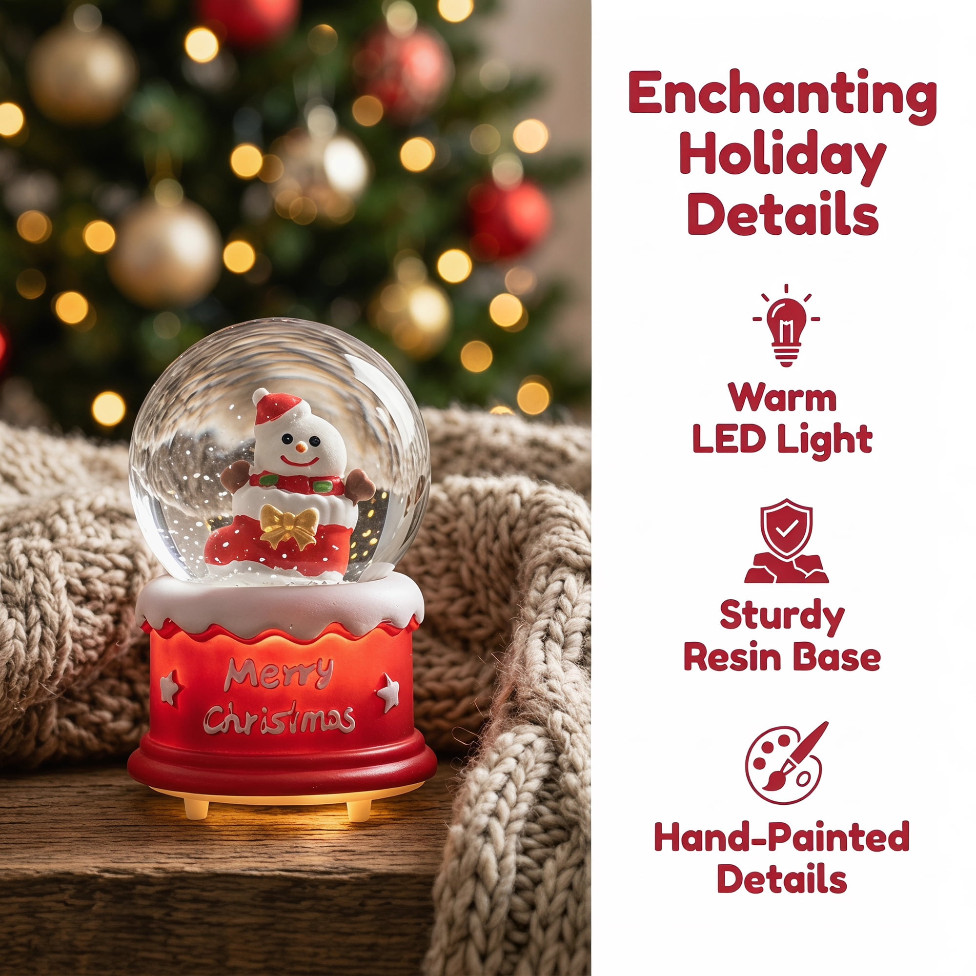 Unique Bargains Light Up Crystal Ball LED Glitter Snow Globe Red K 1.8" x 1.8" x 2.7"