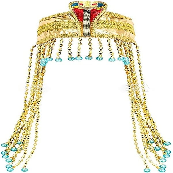 wonima11 Women's Egyptian Headpiece Egyptian Costume for Women Accessories Beaded Headdress Cleopatra Hat Cleopatra's Headdress Cosplay Jewelry Carnival Party Crown Gold Color