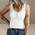 thumbnail image 2 of WTXUE Camisole Tops for Women Button Women Sleeveless Top Casual Round Knit Shirt Vest Neck Solid Splice Women's Tanks &, white tank top woman X-Large, 2 of 6
