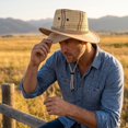 thumbnail image 4 of Unisex Adult Straw Cowboy Hat Small Brim Western Rope Decor Adjustable Chin Strap Summer Cap for Outdoor Travel and Vacation and Beach Trips Beige One Size, 4 of 5