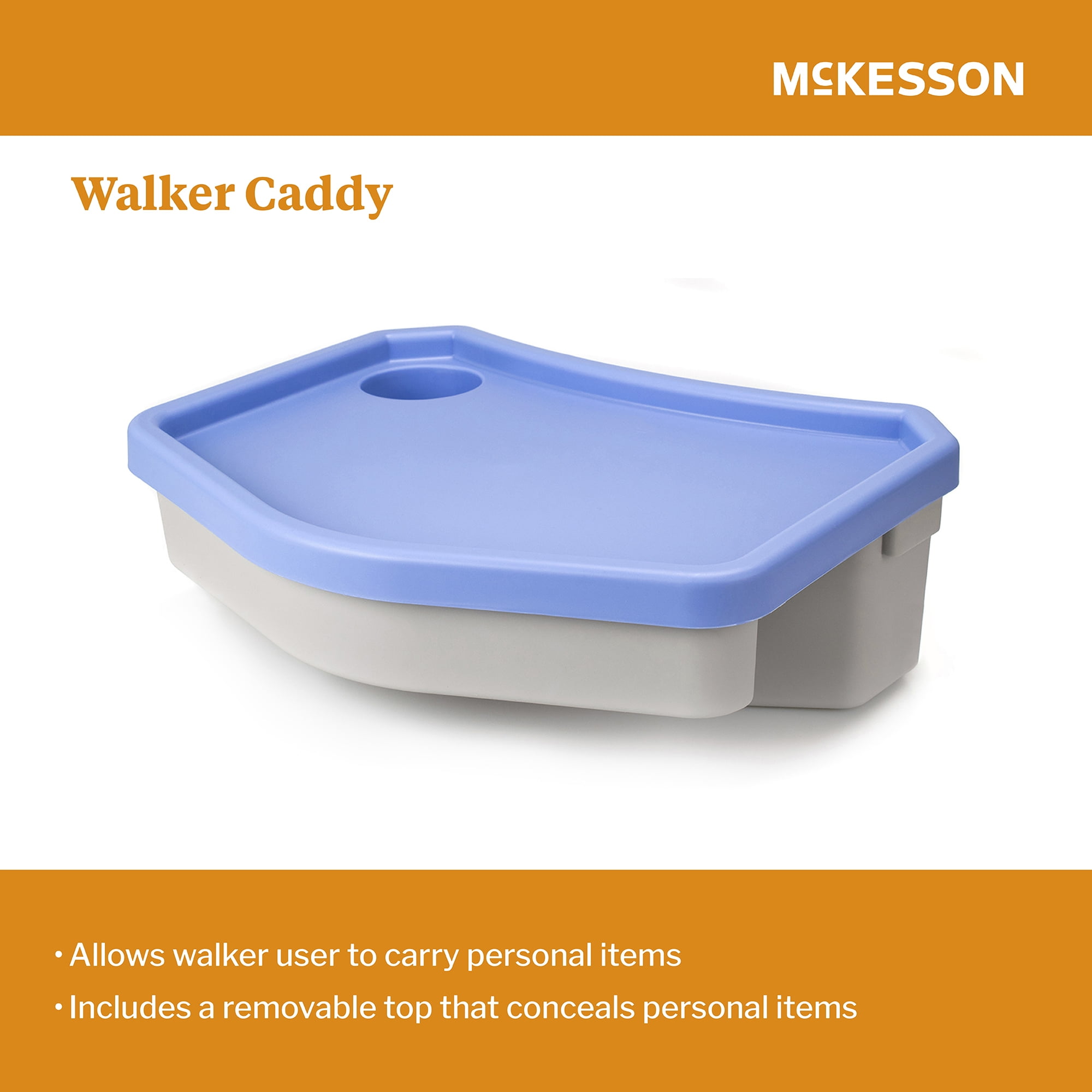 McKesson Walker Caddy for Storage, Plastic - with Removable Top, Cup Holder, 1 Count