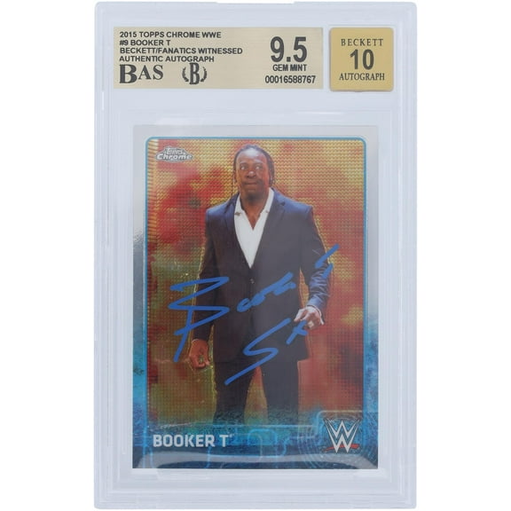 Booker T WWE Autographed 2015 Topps Chrome Dark Blue Ink #9 Beckett Fanatics Witnessed Authenticated 9.5/10 Card - Fanatics Authentic Certified