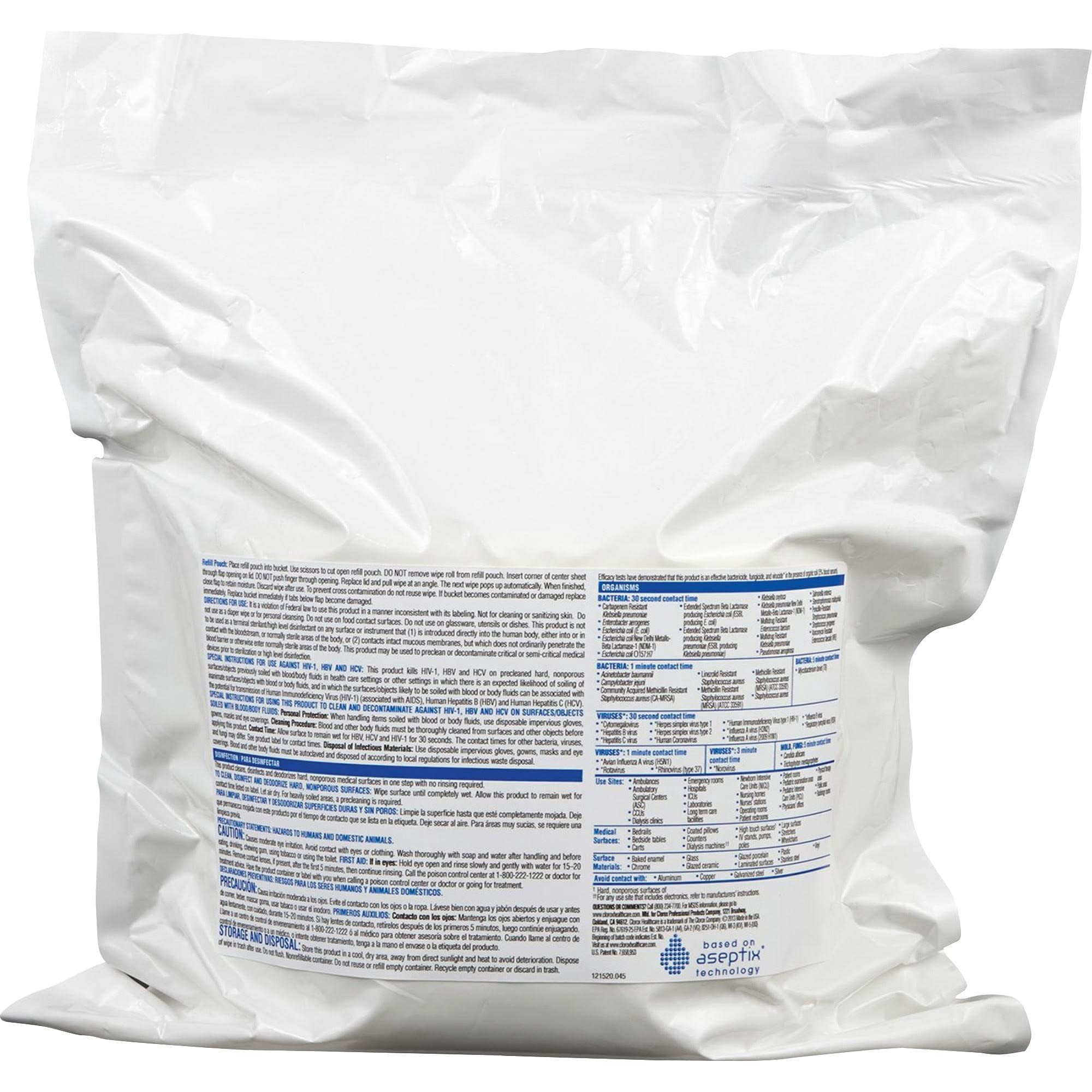 Clorox® Healthcare® Hydrogen Peroxide Disinfecting Wipes, 12" x 11", Pack Of 185
