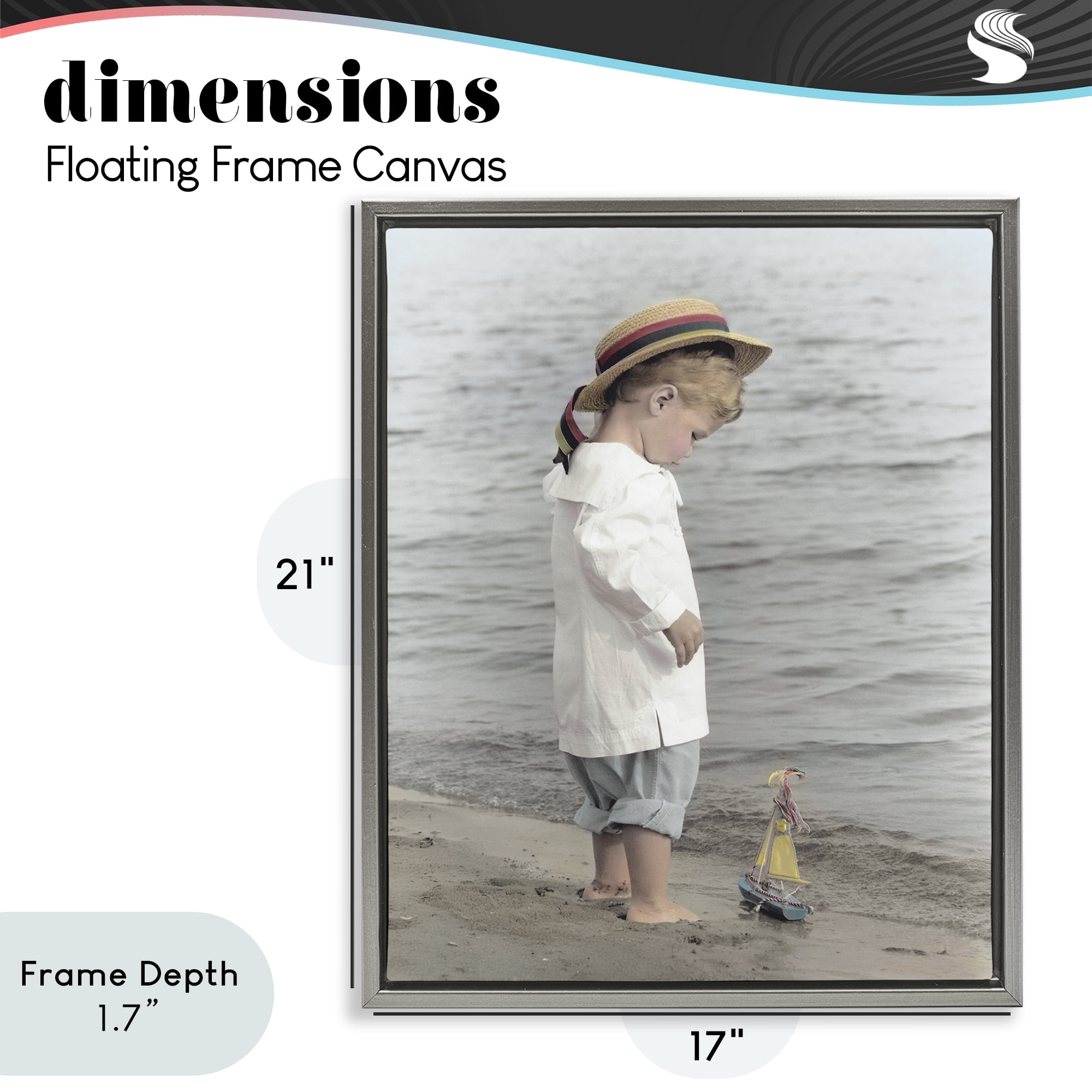 Stupell Industries Child on Beach Shore Gray Framed Floater Canvas Wall Art, design by Kendra Dew