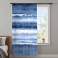 thumbnail image 3 of Blue Stripes Semi Sheer Curtains Drapes for Living Room,Bedroom,French Doors Window 72 Inches Long,Watercolor Retro Ombre Abstract Tie Dye Art Rod Pocket Chiffon Curtain Drapery Voile Draperies Panel, 3 of 8