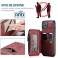 thumbnail image 6 of Dteck Case for Apple iPhone 13 6.1-inch,Retro Magnetic Leather Card Holder Wallet Shockproof Case Hybrid Rubber Zipper Purse Kickstand Protective Cover for iPhone 13,Red, 6 of 6