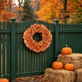 thumbnail image 4 of Bcylexb Fall Fabric Maple Leaf Wreaths for Front Door, 17.7" Autumn Ruffled Ribbon Wreath Harvest Hanging Door Decor for Thanksgiving Wall Window Home, 4 of 6