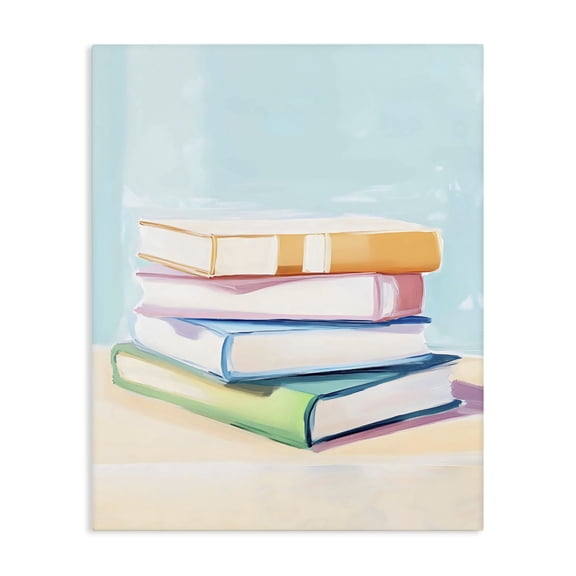 Stupell Industries Pastel Reader's Book Stack Canvas Wall Art, design by The Prints Vibe