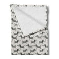 thumbnail image 2 of Scandinavian Soft Flannel Fleece Throw Blanket, Hand Drawn Puppy Pattern Nursery Ornamentation Cartoon Doodle Animal, Cozy Plush for Indoor and Outdoor Use, 50" x 70", Pearl and Grey, by Ambesonne, 2 of 5