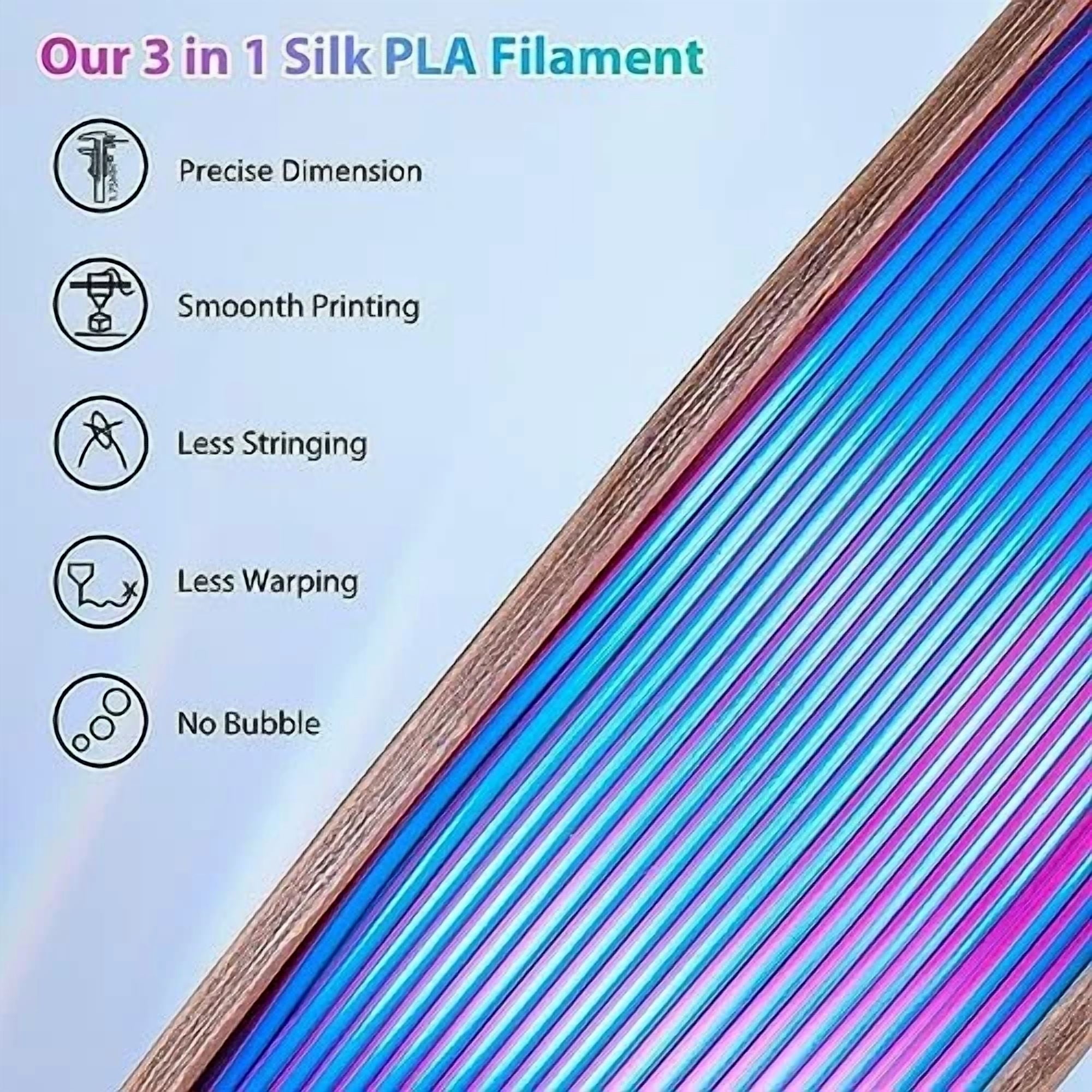 BUTTERFLY- Silk Pla 3D Printer Filament Triple 250G Tri Colors(Rose Red+Sky Blue+Green)