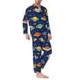 thumbnail image 2 of Sikiie Planets and Stars Mens Pajama Set, Soft Warm Long Sleeve Sleepwear, Cozy Button-Down Pjs for Men-X-Large, 2 of 7