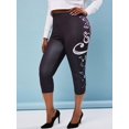 thumbnail image 1 of Talla grande Notas de música Imprimir Leggings Capri Rosegal Leggings de talla grande, 1 of 5