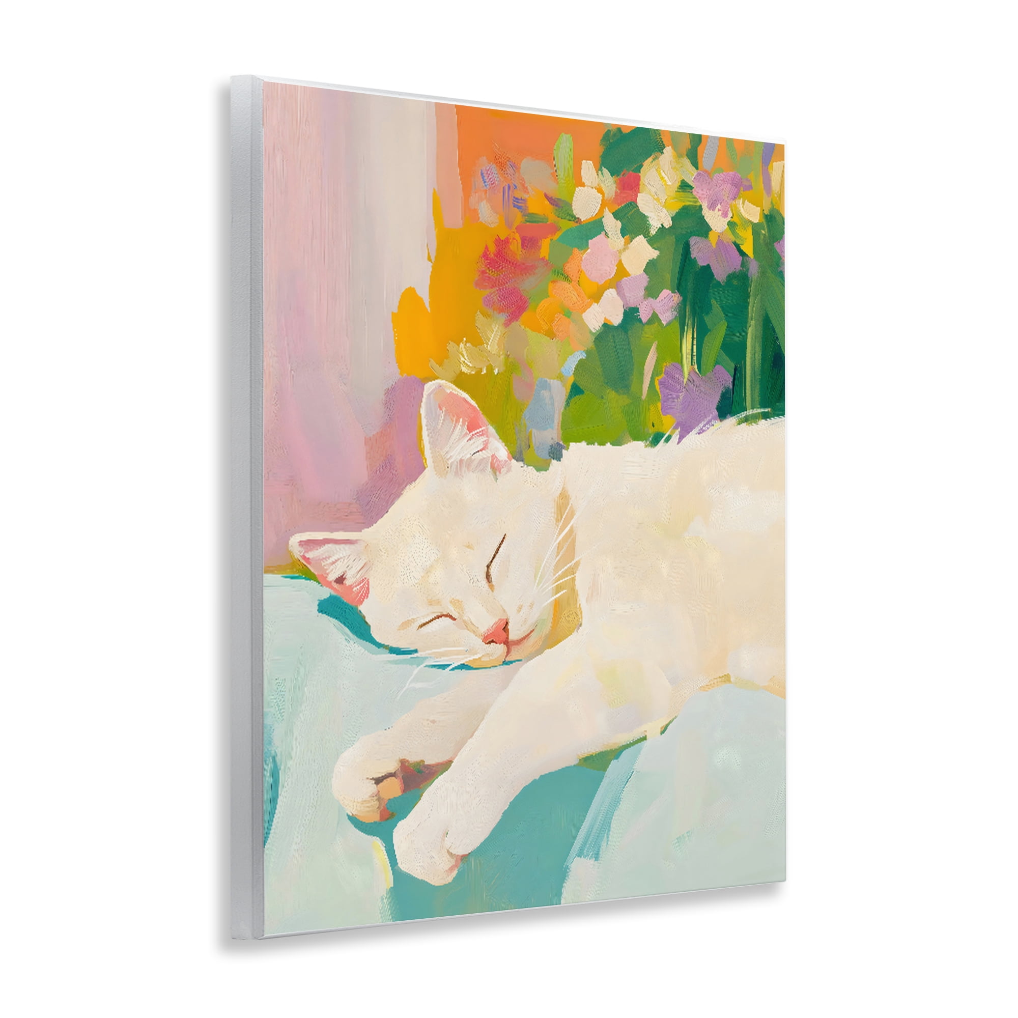 Stupell Industries Sleeping Cat with Flowers Wall Plaque Art, design by The Prints Vibe