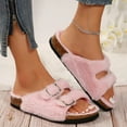 thumbnail image 5 of Women's Strappy Lightweight Comfortable Breathable Adjustable Buckle Cork Footbed Sliding Sandals, 5 of 9