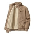 thumbnail image 2 of Txeol Men Corduroy Jacket Winter Thick Warm Parkas Coats Stand Collar Solid Fleece Jacket with Pockets,Khaki,XL, 2 of 4